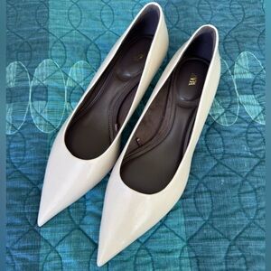 Zara Off White Kitten Heel Pumps